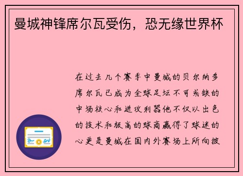 曼城神锋席尔瓦受伤，恐无缘世界杯